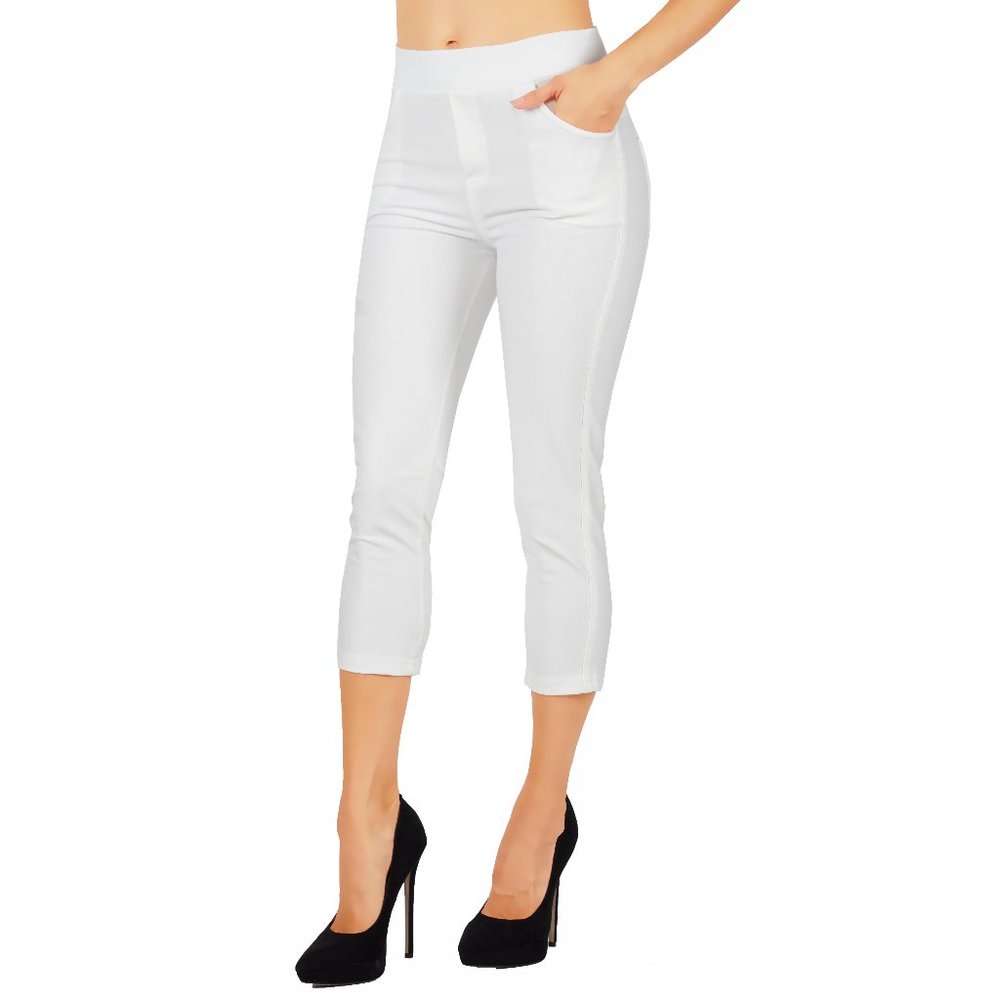 3pcs Set Pull-Up Capri Pants Mid Rise Ponte Knit Casual Office School Uniform
